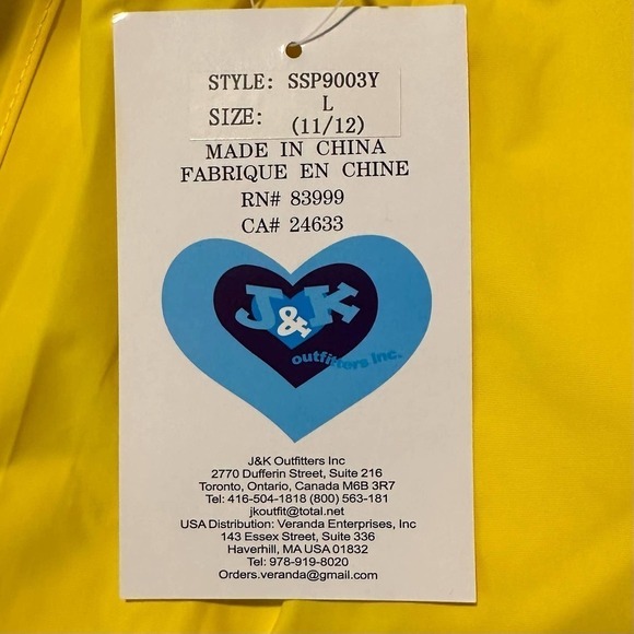 NWT J&K Splashy Waterproof Rain Pants Yellow Kids 11/12 Large - Picture 8 of 8